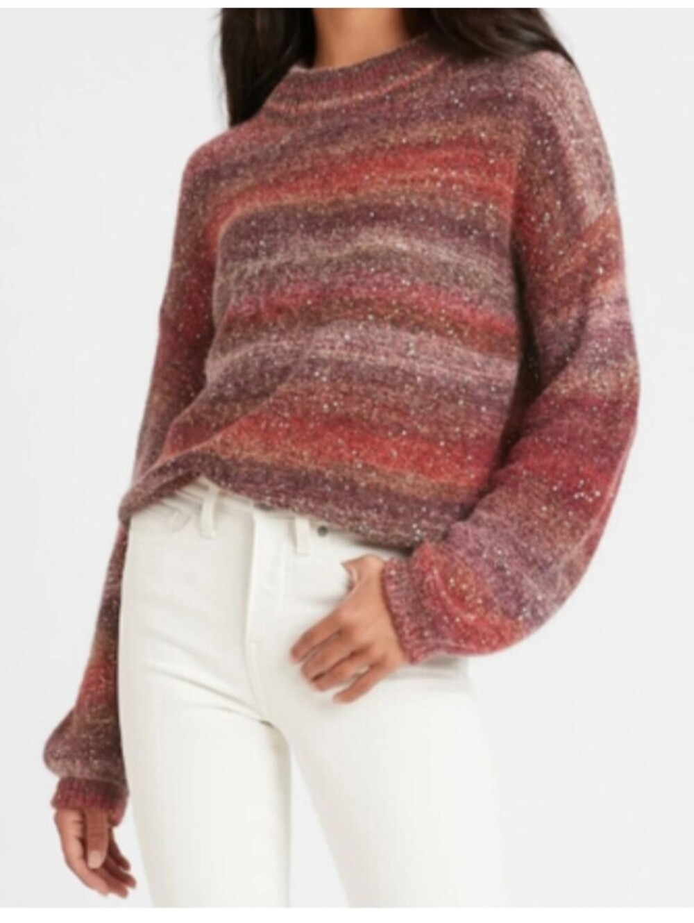 BANANA REPUBLIC brown pink sequin stripe sweater sz XS